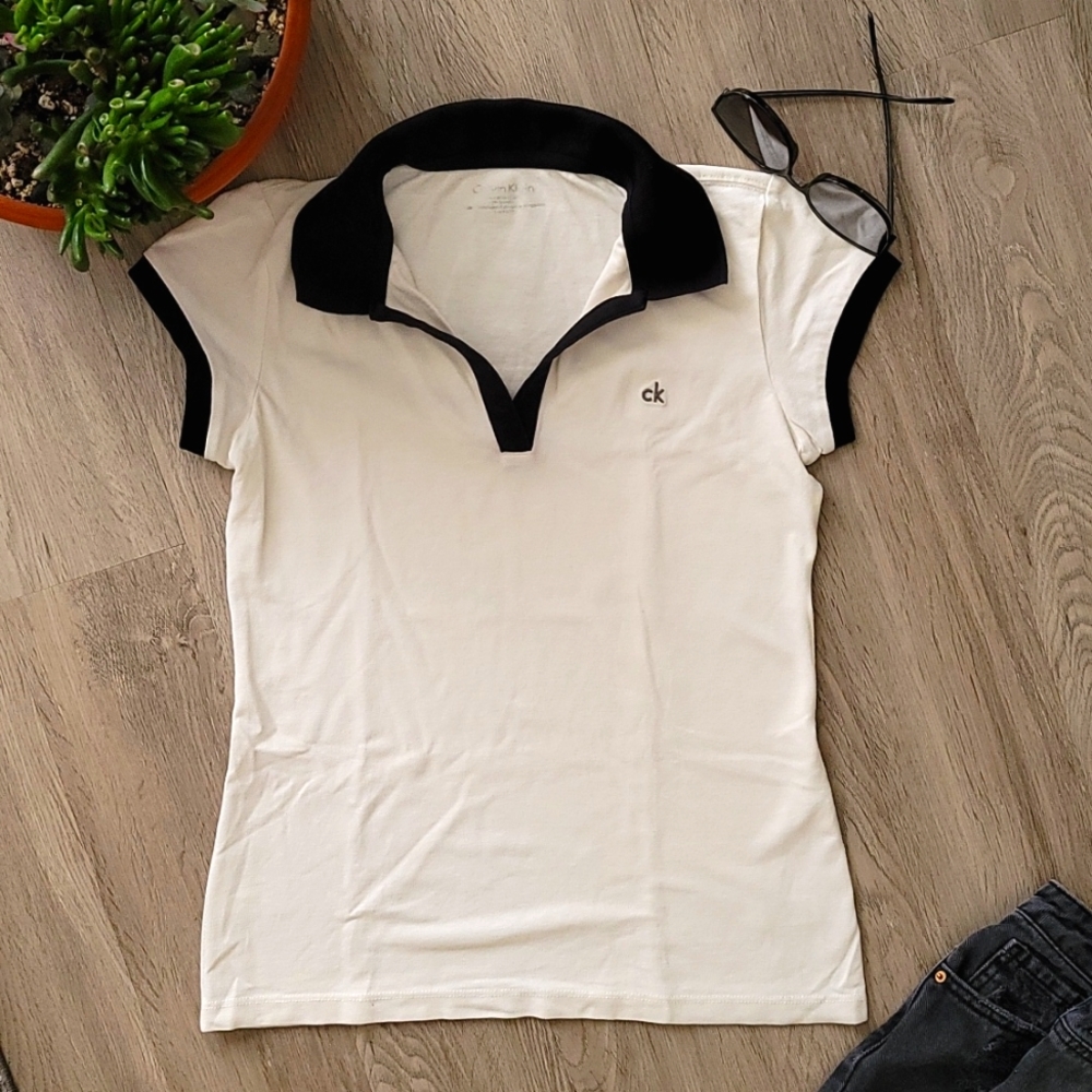 Calvin Klein XS white/cream polo shirt